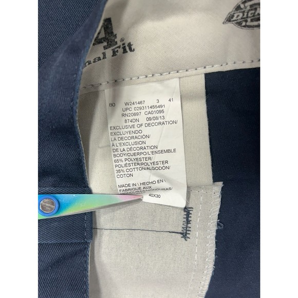 Dickies Original Fit 874 Navy Blue Canvas Workwear Pants Men's Size 40x30 - Picture 5 of 10